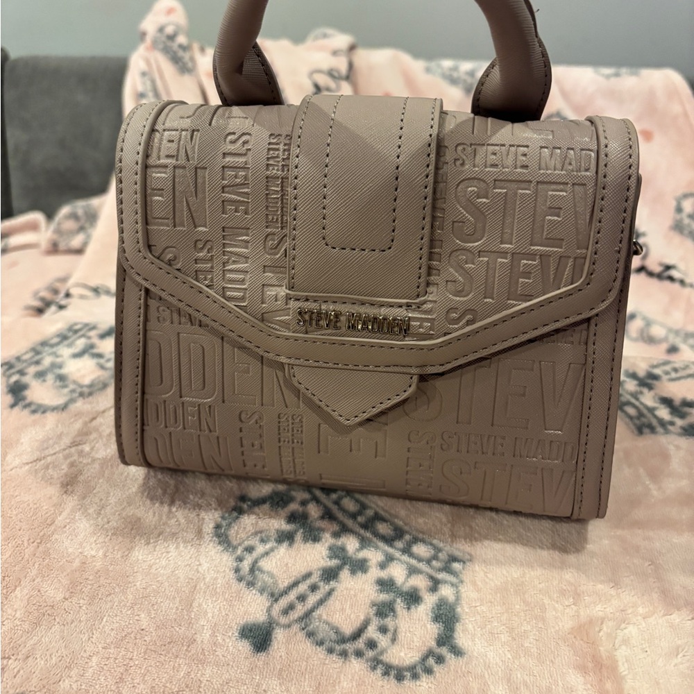 Steve Madden Embossed Taupe Satchel
